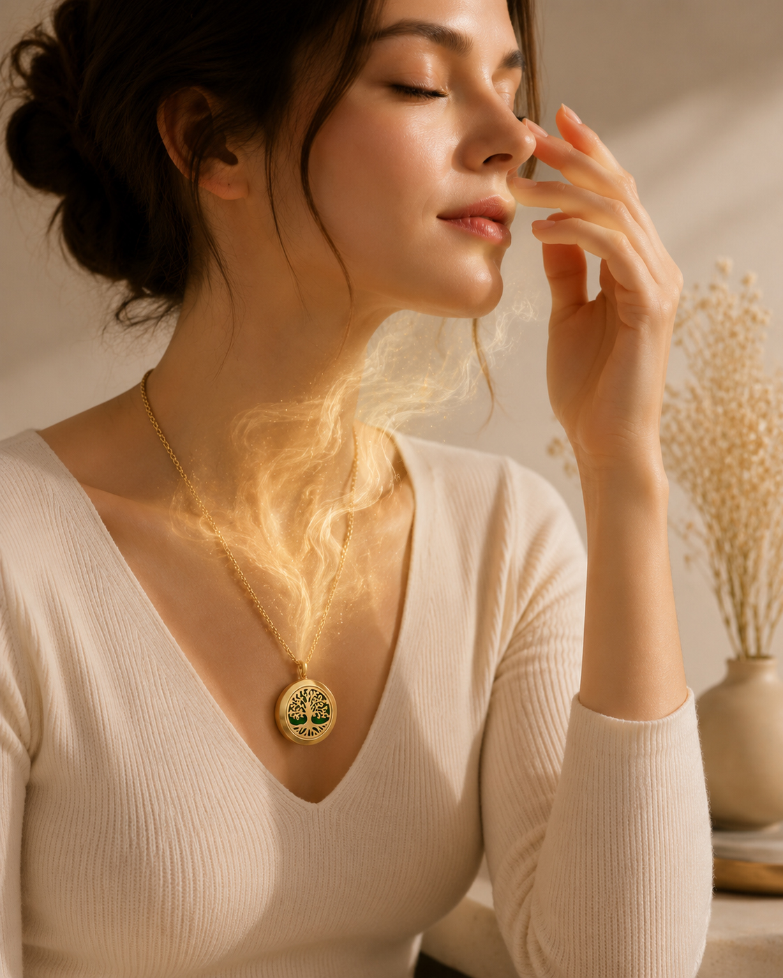 Diffuser Necklace Locket - New Golden Tree of Life Stainless