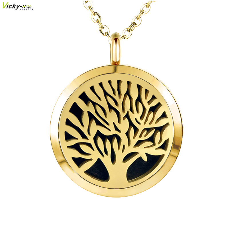 Diffuser Necklace Locket - With Free Stee Chain Tree of