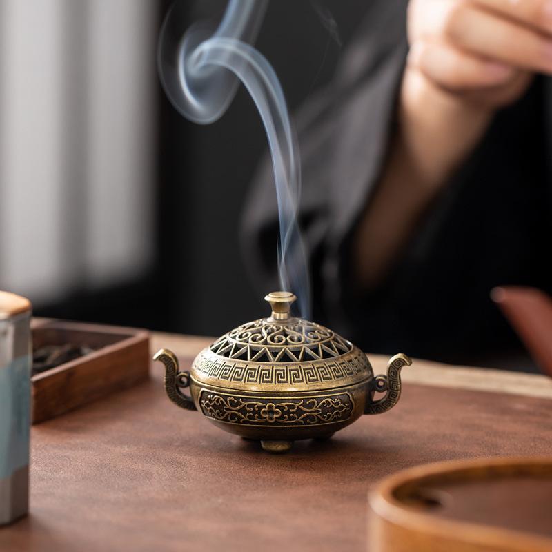 Home Fragrance Tool - 〔R〕Vintage Brass Incense Burner-Traditional Pattern Aromatherapy