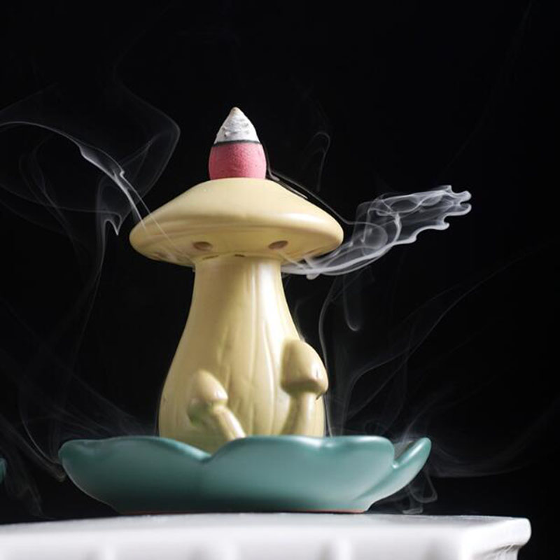 Home Fragrance Items - Ceramic Smoking Backflow Mushroom Aroma Burner